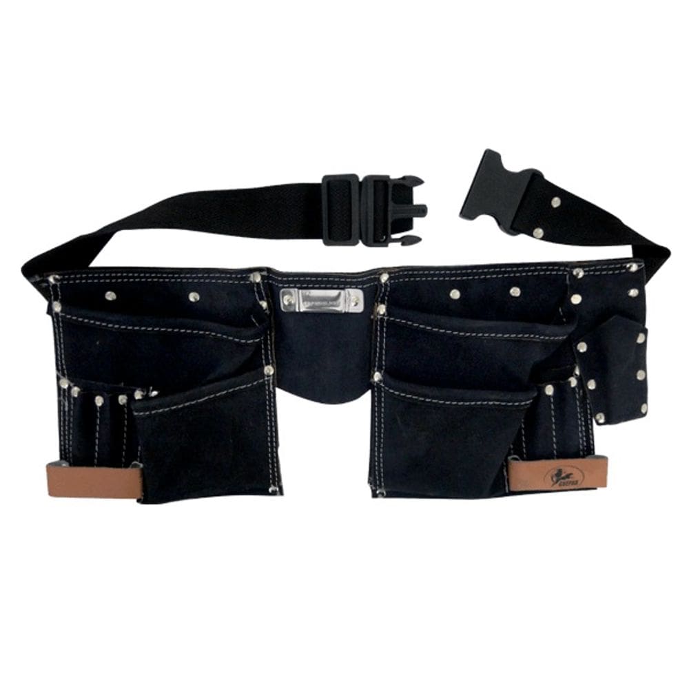 Cinto de Ferramentas 11 Bolsos Couro Alça Ajustável 53x22cm