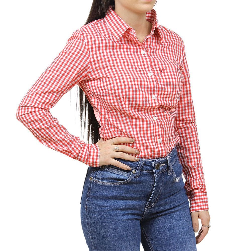 Camisa Xadrez Feminina Vermelha Classic 38224