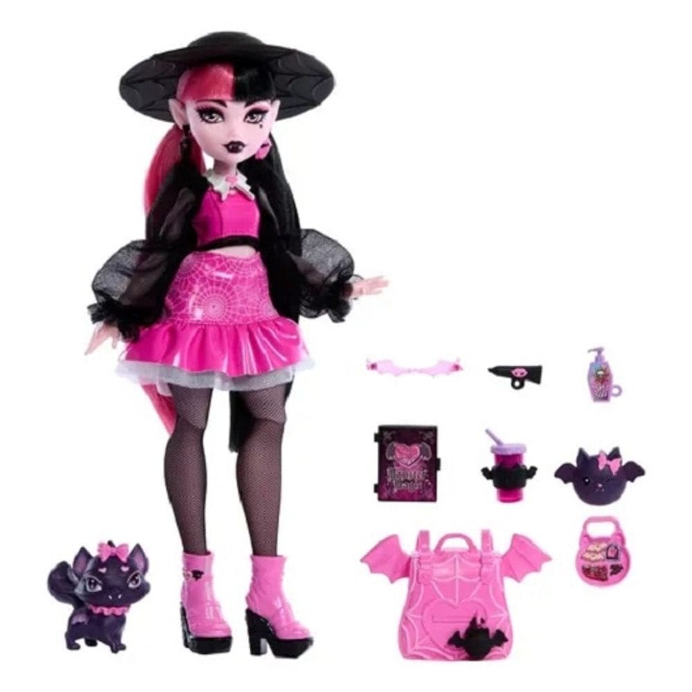 Monster High Core Boneca Draculaura 25 Cm Novo Visual Com Monster Pet e Acessorios - Mattel