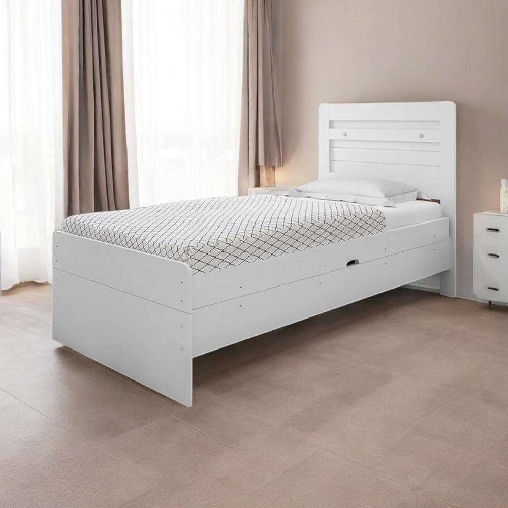 Cama Solteiro Larissa Branca Com Colchão Framar
