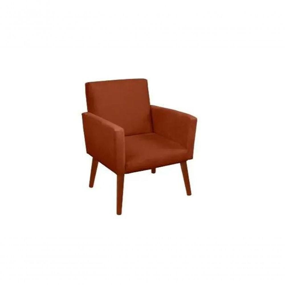 Cadeira Poltrona Estofada Luxo Decorativa Sala De Jantar Mesa Quarto - Terracota