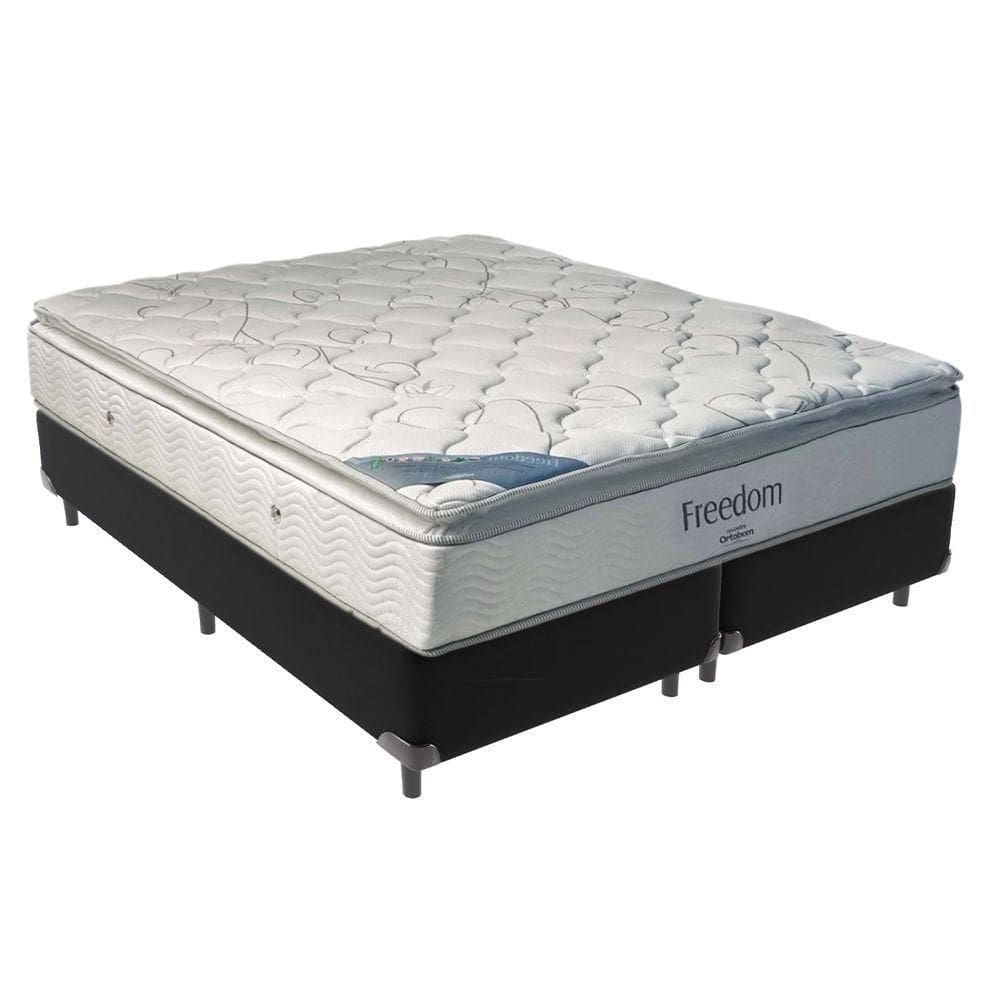 Cama Box King E Colchão Freedom Ortobom D33 Preto