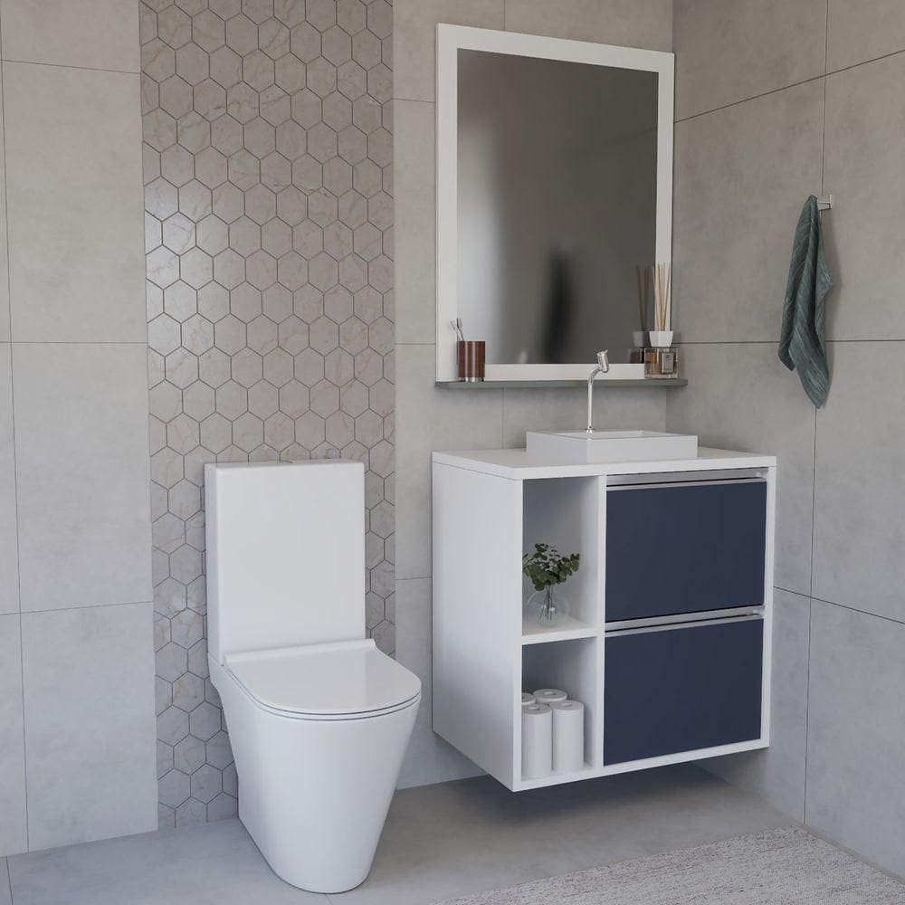 Conjunto Gabinete E Espelhiera Plena Compact 80cm Azul