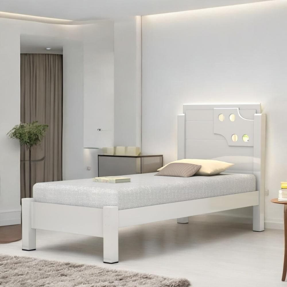 Cama Solteiro Com Aplique Espelho Colônia Branca