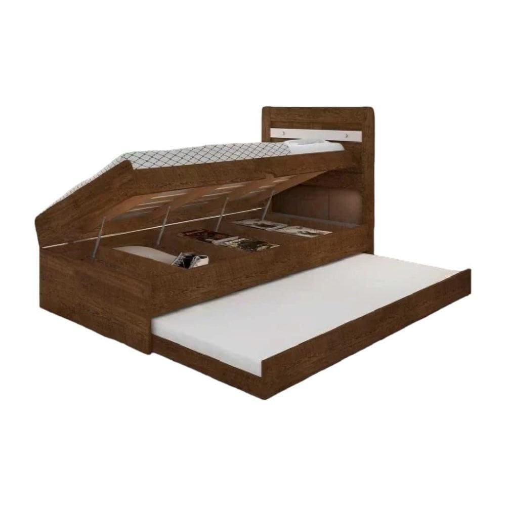 Cama Solteiro Larissa Malbec E Off White Com Auxiliar E Dois Colchões Framar