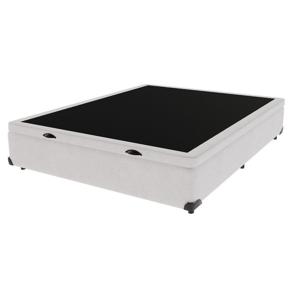 Base Box Com Baú Bege Viúvo 128cm De Madeira Kazamix Branco