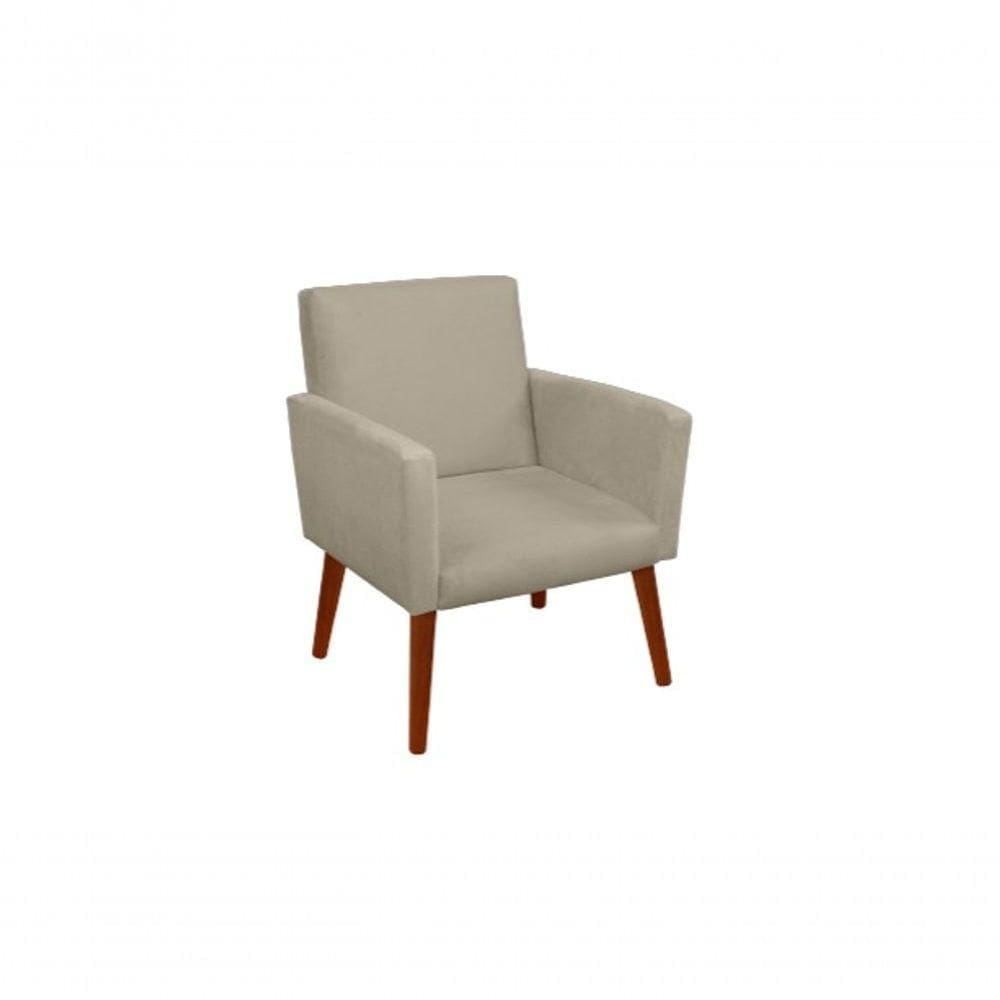 Cadeira Poltrona Estofada Luxo Decorativa Sala De Jantar Mesa Quarto Bege