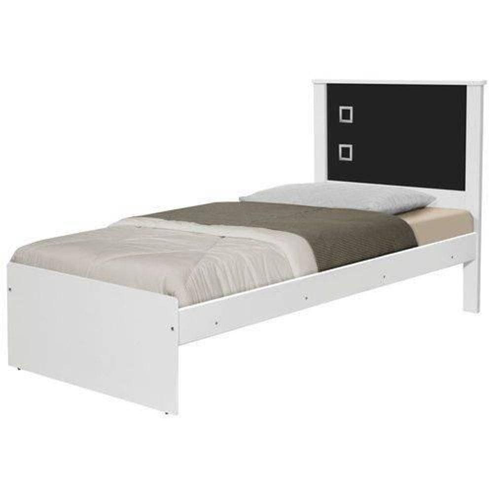 Cama Barcelona Solteiro Branco/preto Com Colchão - Tebarrot
