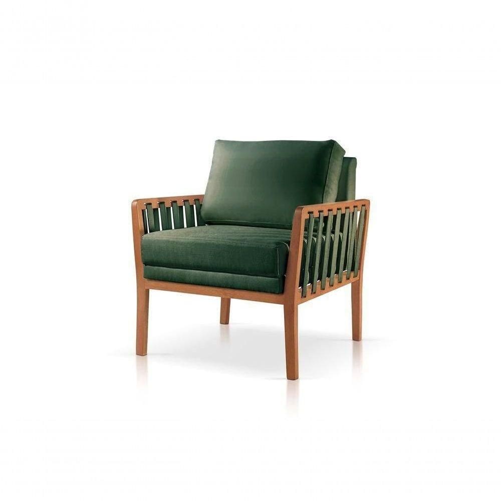 Poltrona Perla Veludo Verde Decorativa Sala Estar Confort