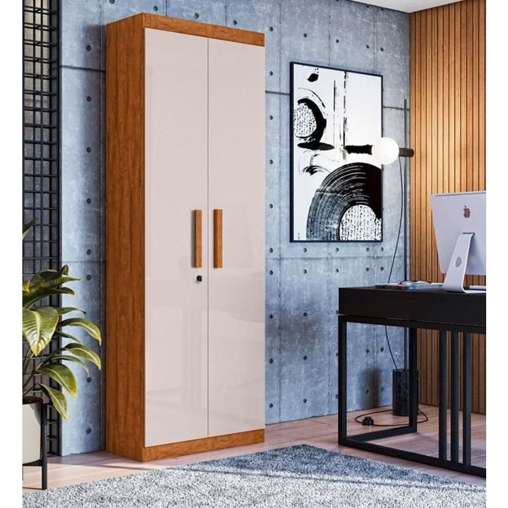 Organizador 02 Portas Com Prateleiras Delta Amêndoa-off White - Lukaliam