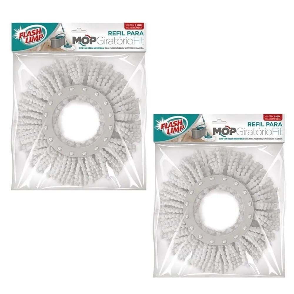Kit 2 Refil Mop Giratorio Esfregão Fit RMOP5011 Flashlimp