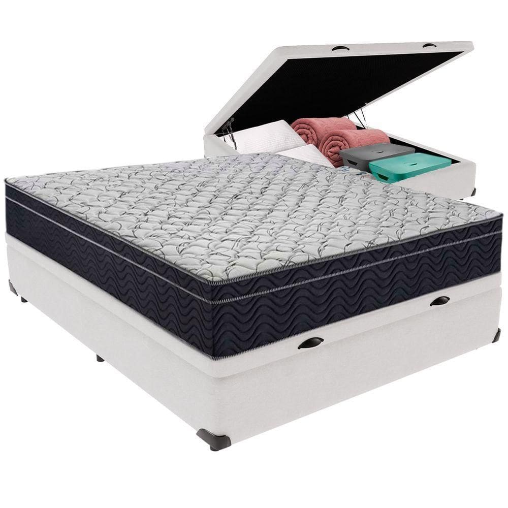 Cama Box Baú E Colchão Airtech 150 Espuma D45 Casal Ortobom Casal Branco