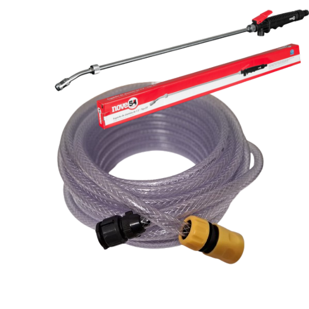 Esguicho de alumínio 1/2&quot; tipo jet 76cm NOVE54+Mangueira 20m