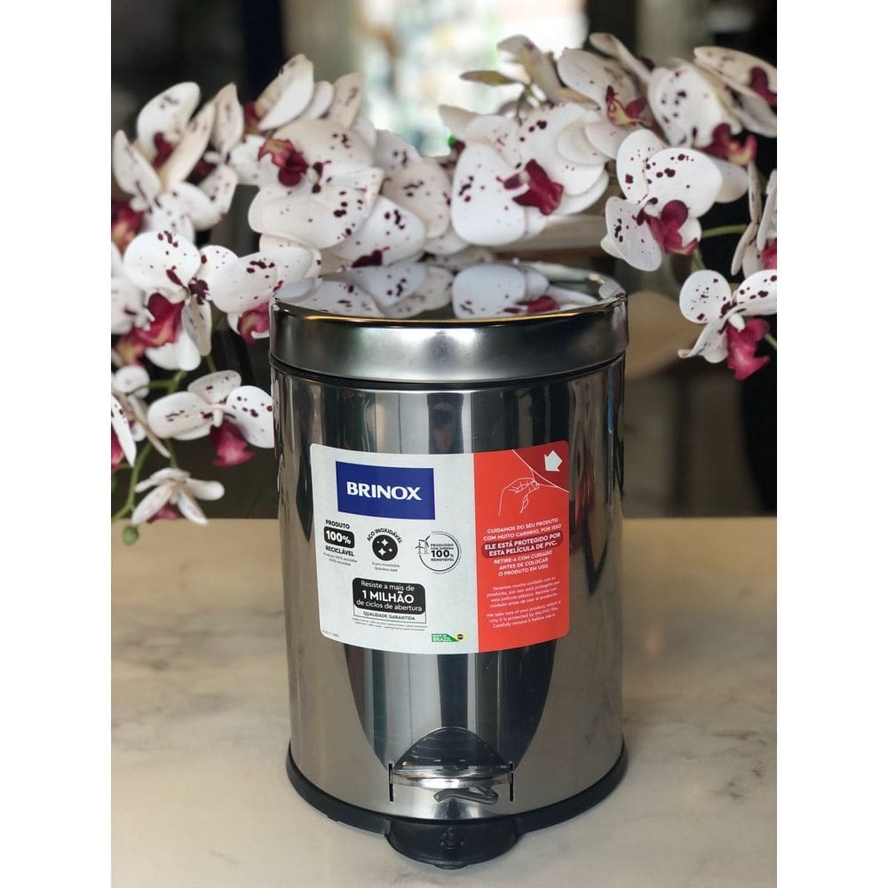 Lixeira Inox C/Pedal E Balde 5 L