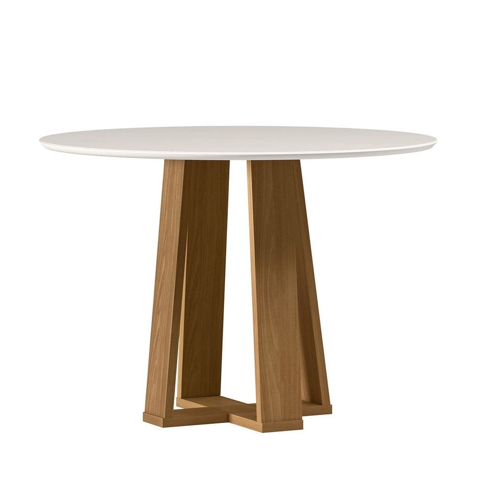 Mesa Redonda 4 lugares Com Vidro 3mm de 100cm  Sem Cadeiras Le Mans - ÉdeCasaMóveis