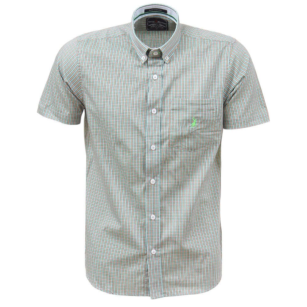 Camisa Xadrez Masculina Manga Curta Verde Austin Western 38373