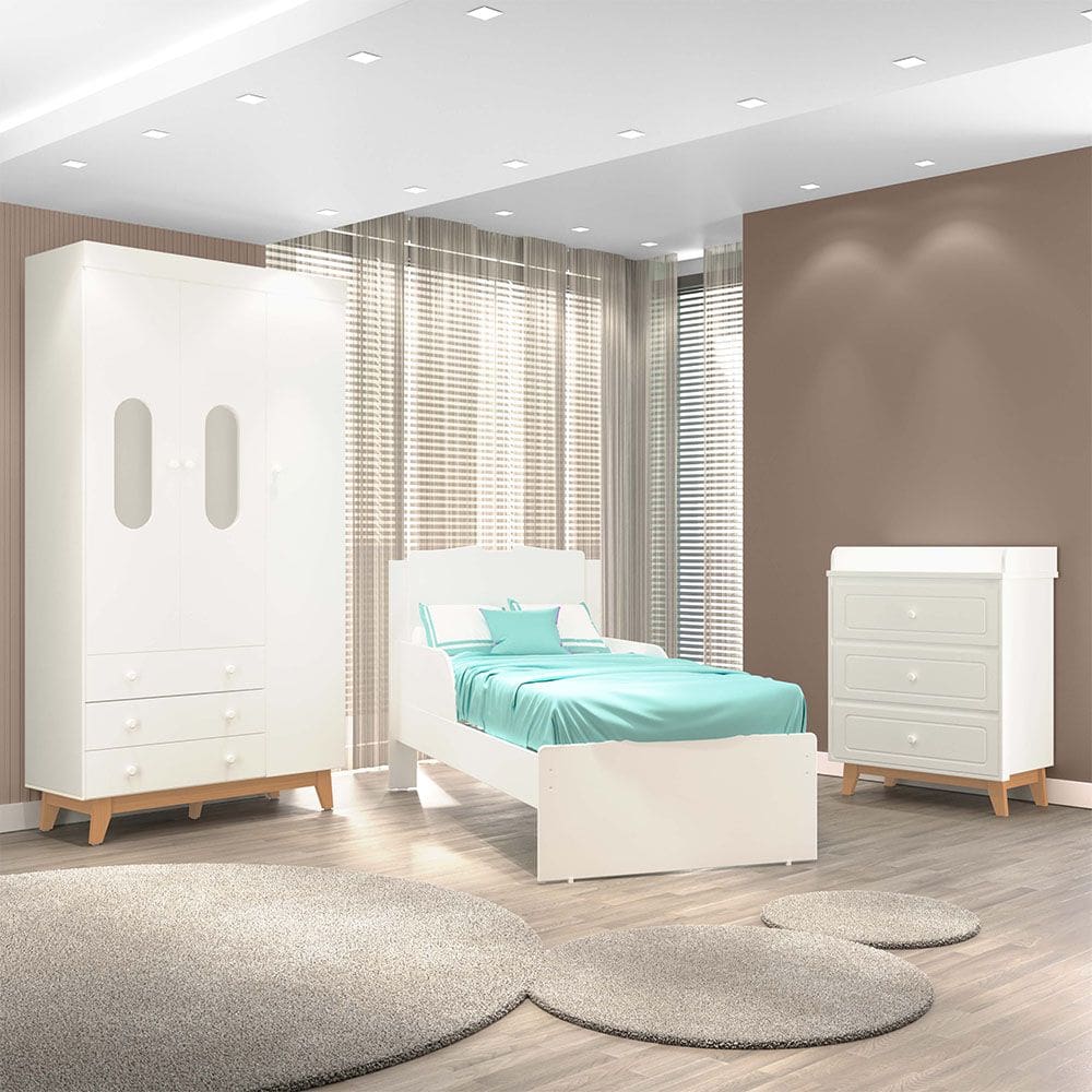 Quarto Infantil Triplo 100% em MDF com Cama Tuboarte Bento Happy Natan