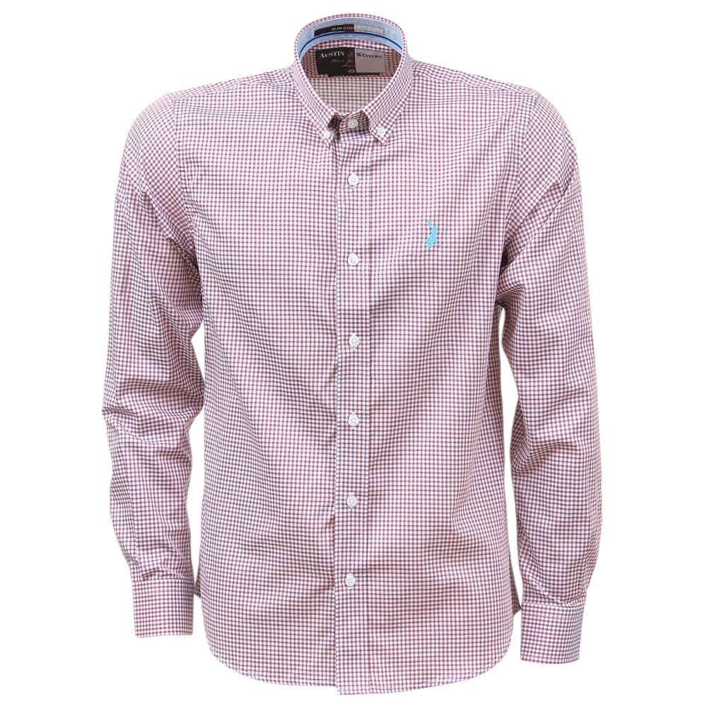 Camisa Xadrez Masculina Manga Longa Rosa Austin Western 38361
