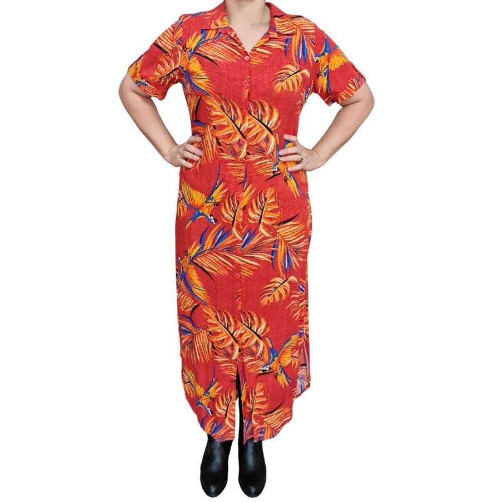 Vestido Feminino Chemise Estampado R & C Midi