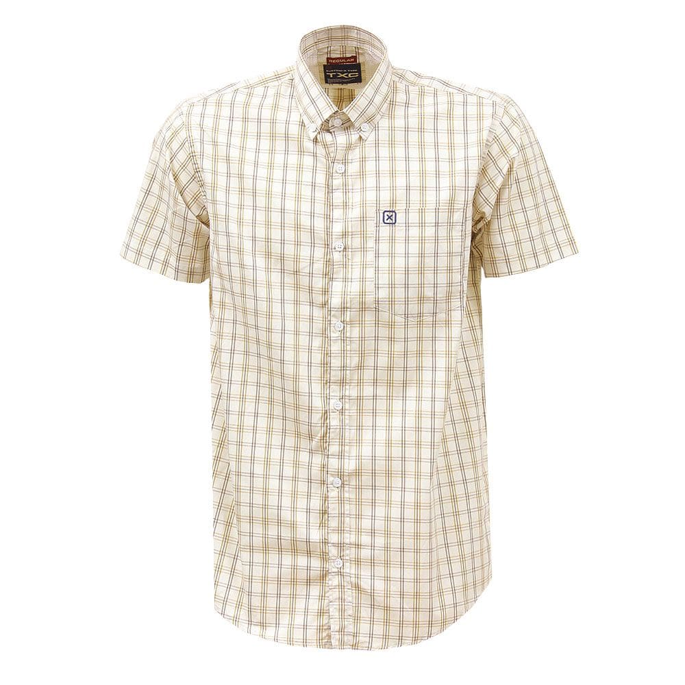 Camisa Xadrez Masculina Bege TXC 38301