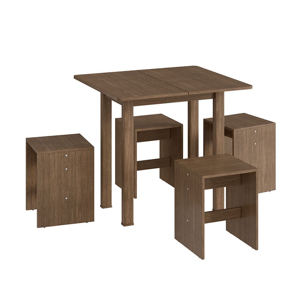 Conjunto Mesa Dobrável 4 Banquetas Baixas Móveis Canção
