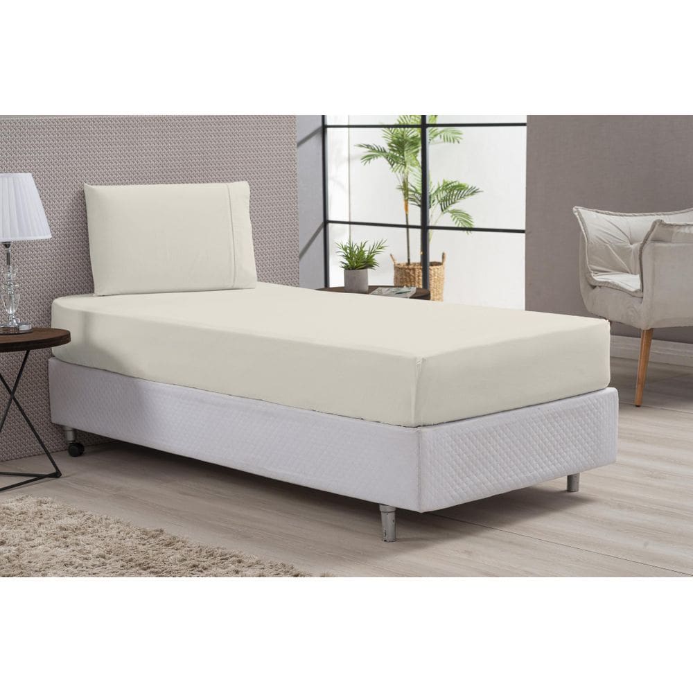 Kit Lençol Algodão Fronha Solteiro Percal 180 Fios Palha