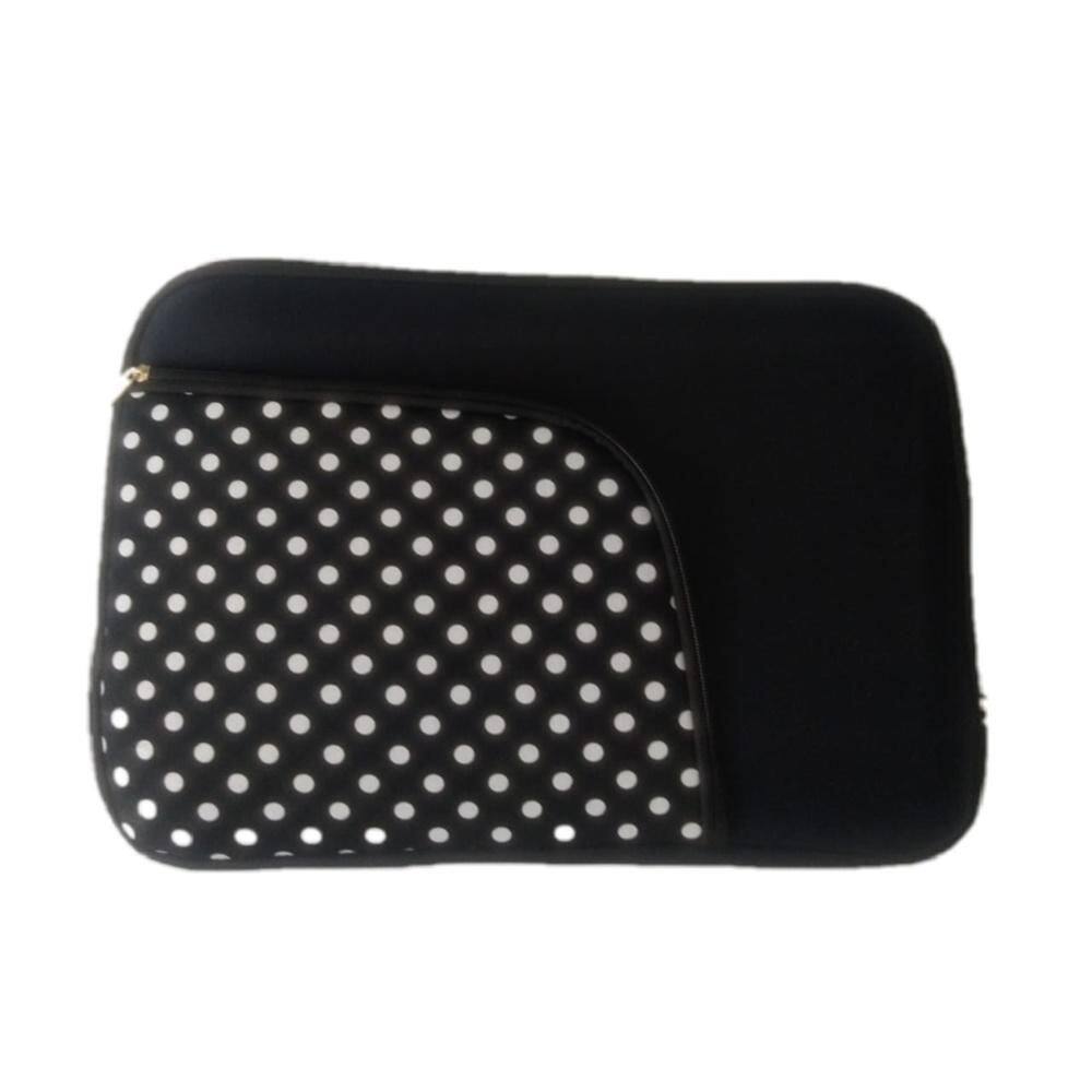 Capa De Notebook 16 Polegadas Preta Com Bolso Poá Branco