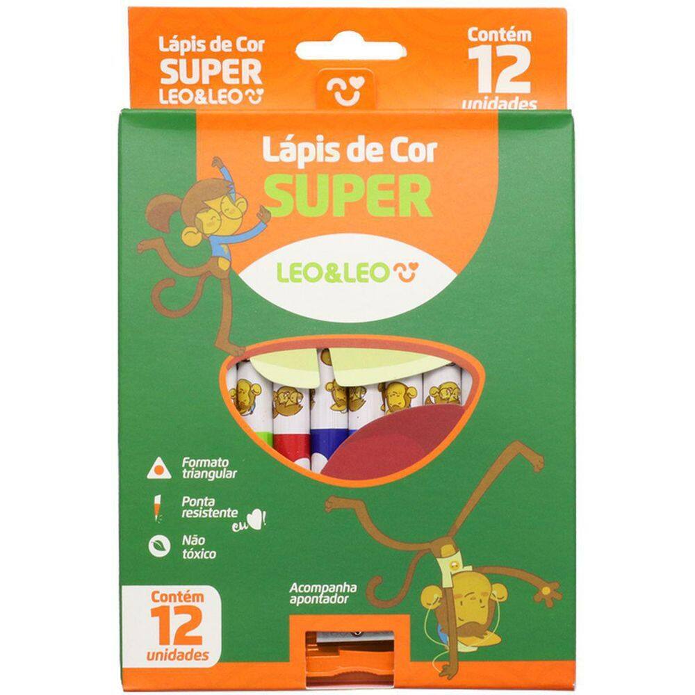 Lápis De Cor Triangular Leo E Leo 12 Cores Super