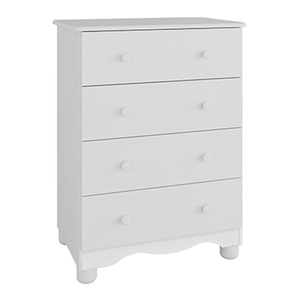 Cômoda Infantil Júnior New 4 Gavetas Branco Brilho - Móveis Peroba