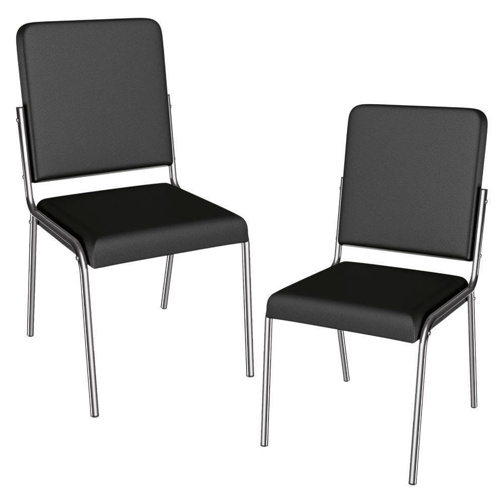 Kit 2 Cadeiras Cromada Sala Jantar 2C091CR Corino Kappesberg Preto