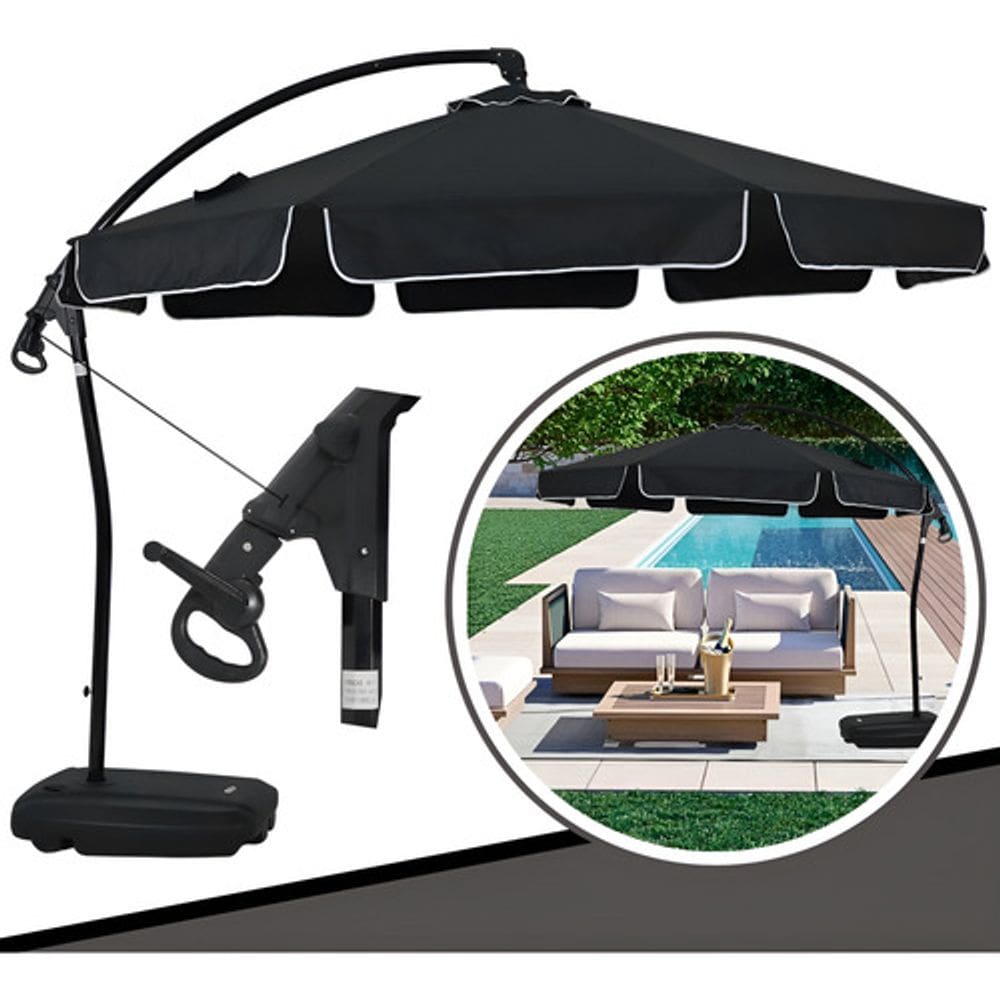 Ombrelone Guarda Sol Articulado Búzios Preto 3 Metros Bel Giratório 360 de Piscina e Jardim