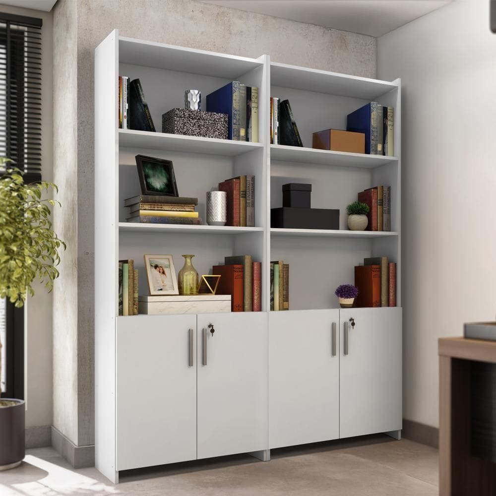 Armario Multiuso Para Escritório Duplo Com Chave Notável Móveis Branco
