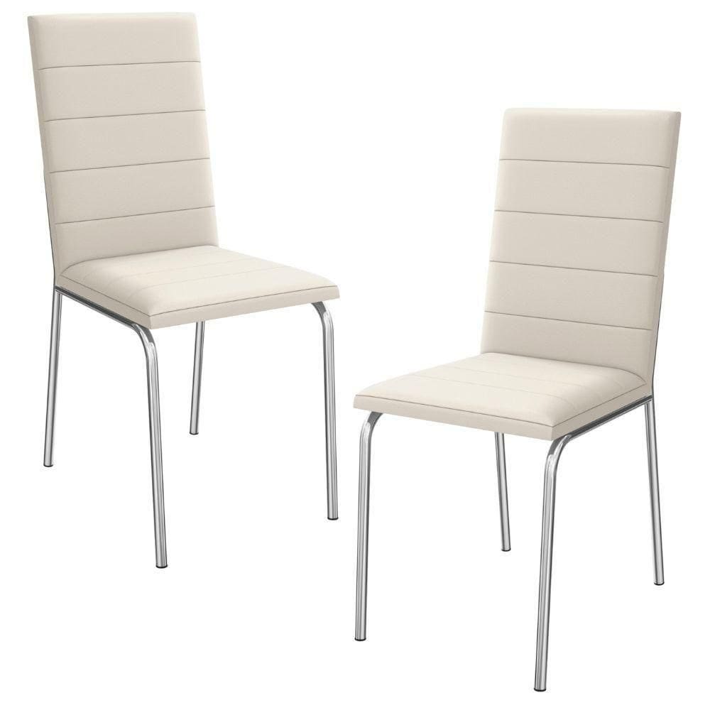 Kit 2 Cadeiras Cromada Sala Jantar Corino Kappesberg Nude