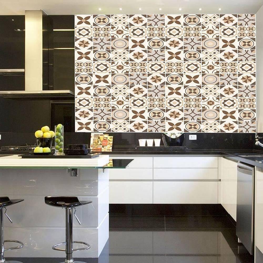 Papel De Parede Adesivo Azulejo Português Marrom 300X52Cm