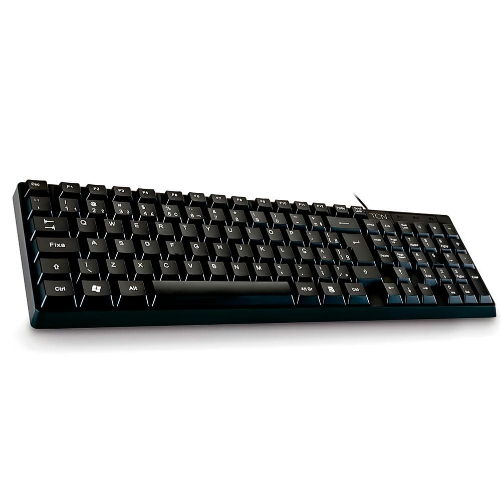 Teclado USB Slim, Plug and Play TCN, ABNT2, 105 Teclas, Cabo 1,7m, TCN950 - Preto