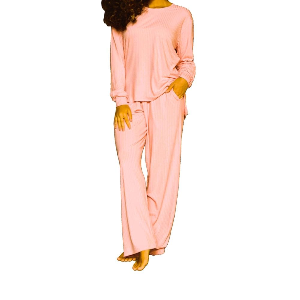 Pijama Feminino Liso Gola Careca Calça Pantalona