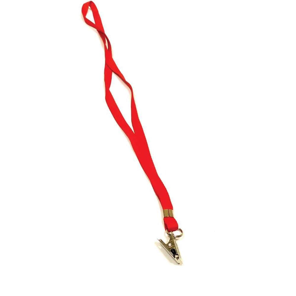 Cordão Para Crachá Tecido Vermelho Com Presilha Jacaré