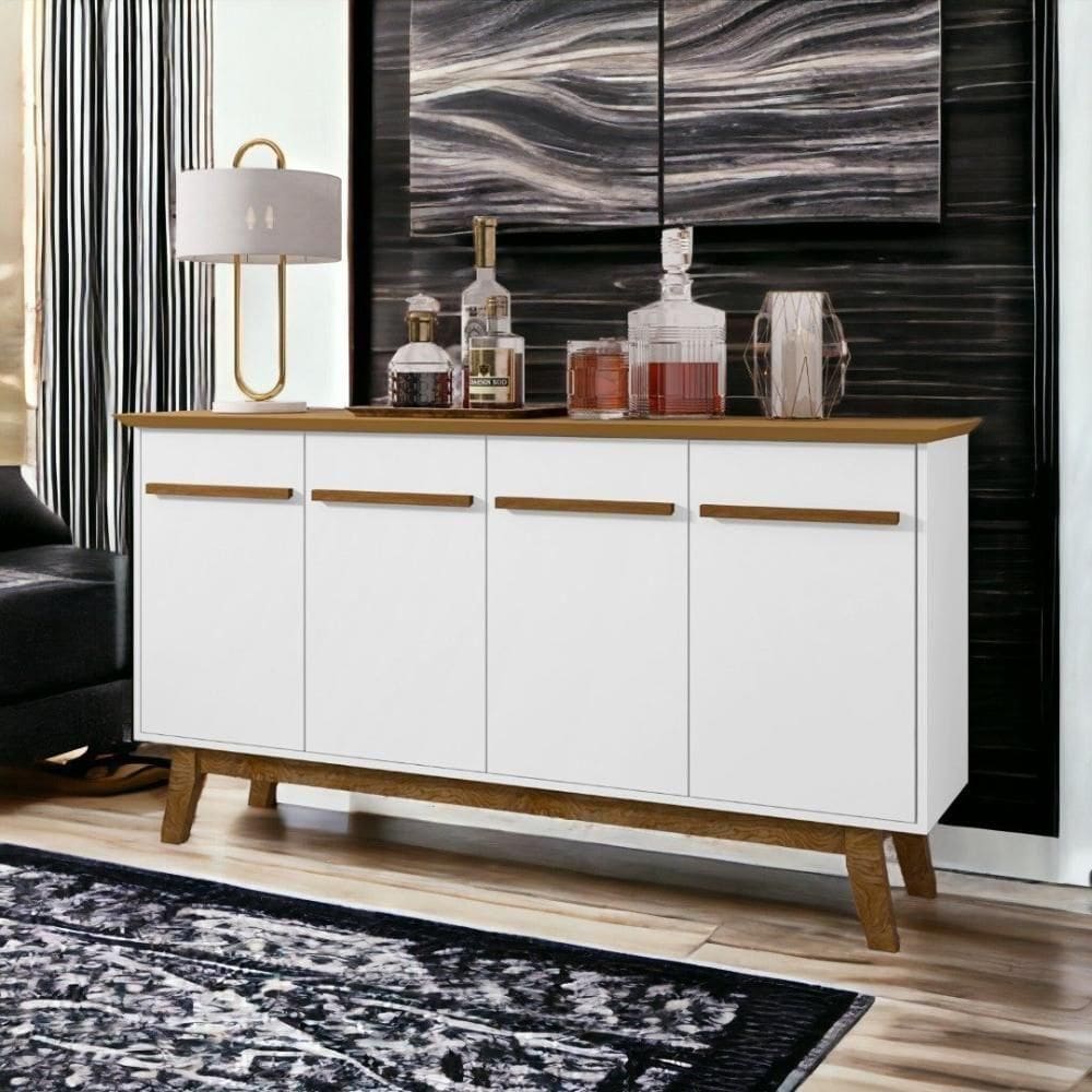 Aparador 04 Portas Opala Cinamomo E Branco Bechara