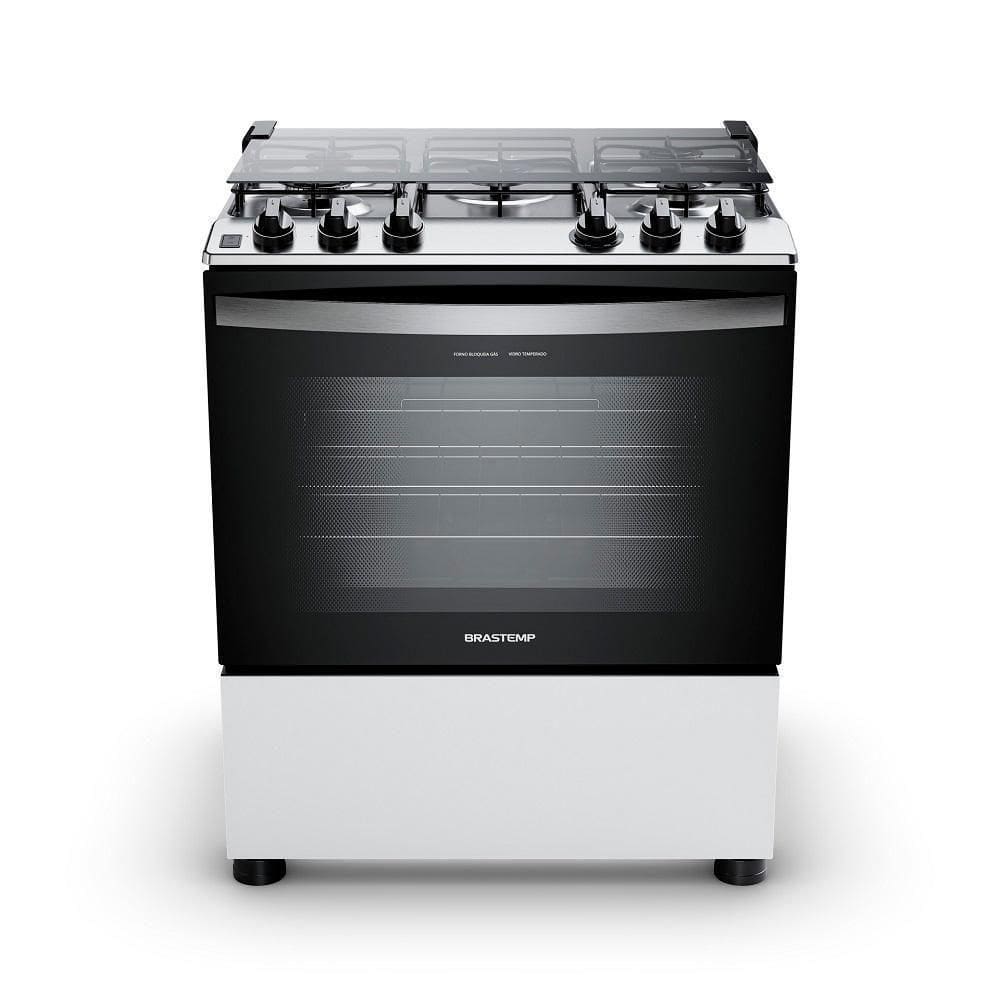 Fogão Brastemp 5 Bocas Com Botões Removíveis E Exclusivo Aro Protetor Branco BFS5NDB Bivolt