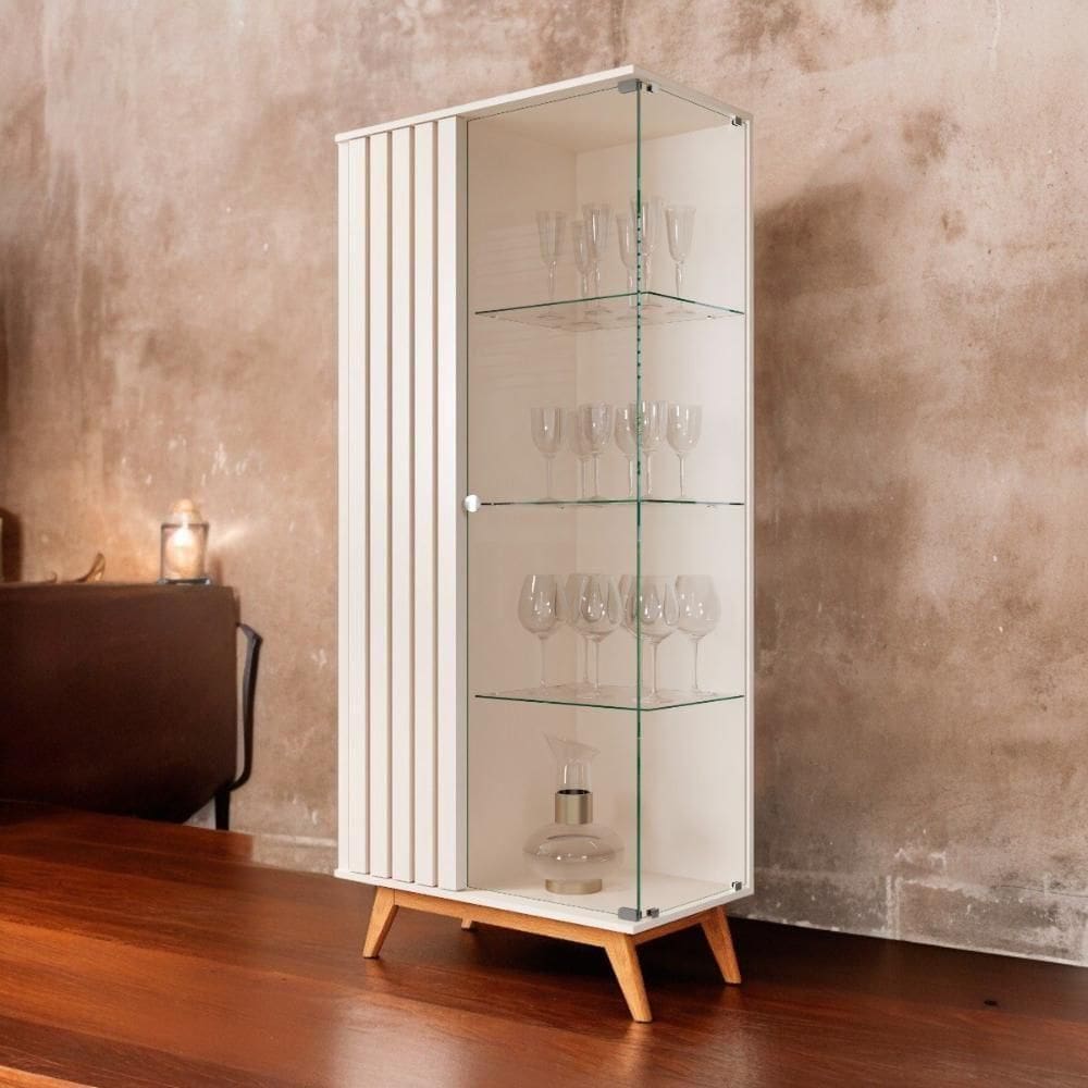 Cristaleira Moderna Açaí Ripada Pérola Jb Móveis