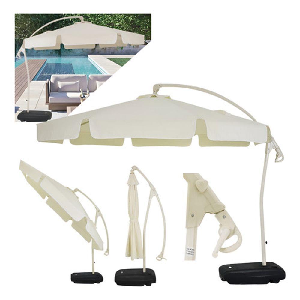 Ombrelone Bel Buzios Guarda Sol Suspenso Bege 3mts Gira 360°