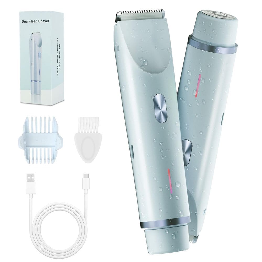 Kit de aparador e barbeador de biquíni FIONOFY 2 em 1 para mulheres azul