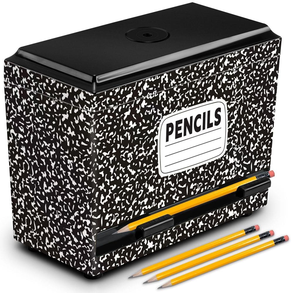 Dispensador de lápis Briwooody Composition Notebook preto branco