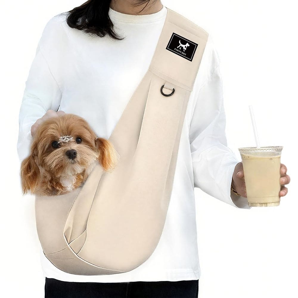 Porta-estilingue para animais de estimação PAWPUBBY Ajustável para cães e gatos Apricot M