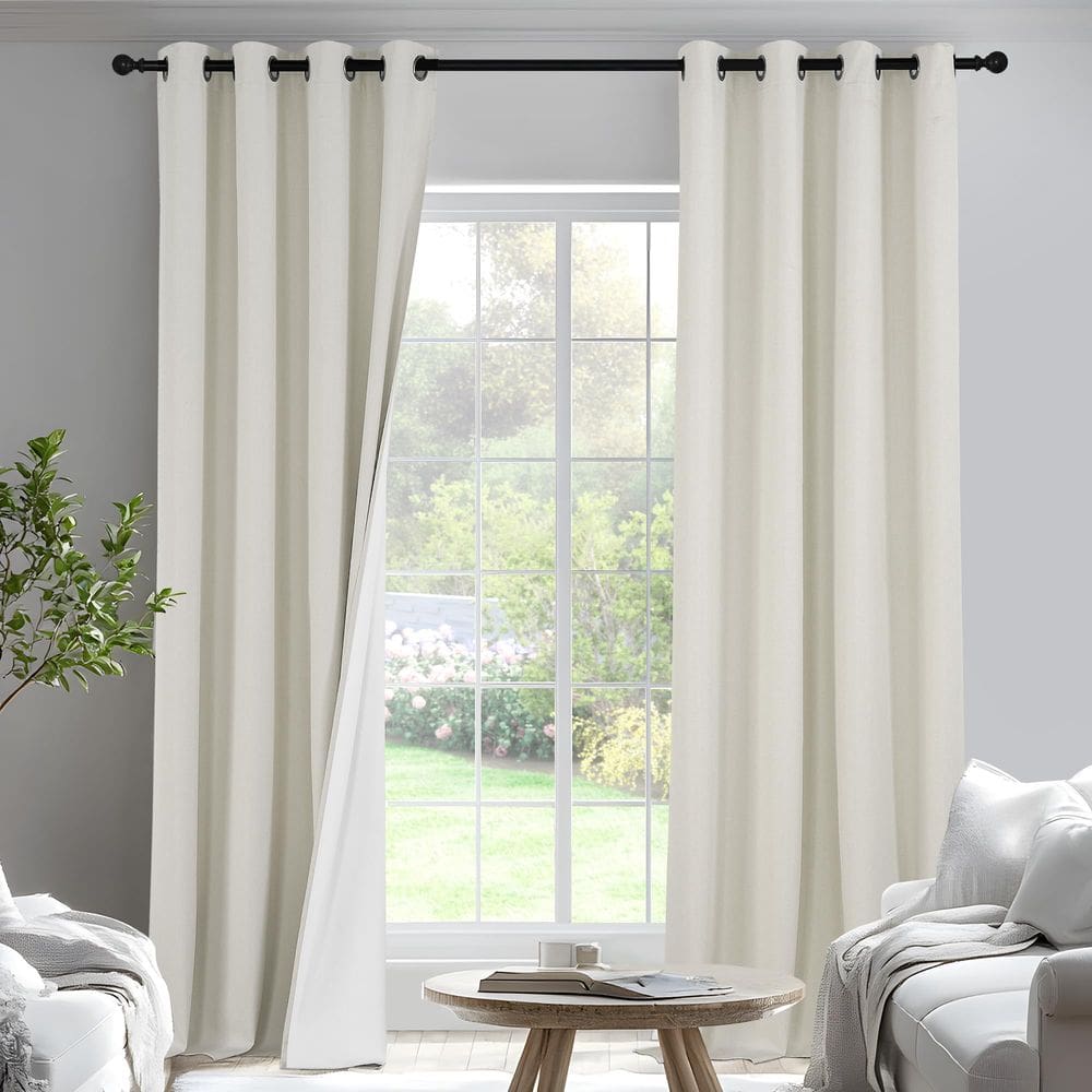 Cortinas PONY DANCE 100% Blackout Linen 214x213cm bege claro