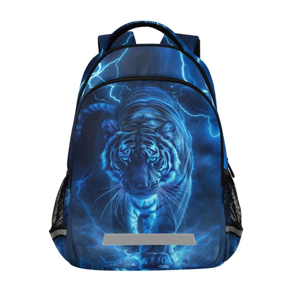 Mochila WEVIBOFU Blue White Tiger Lightning para crianças de 6 a 12 anos