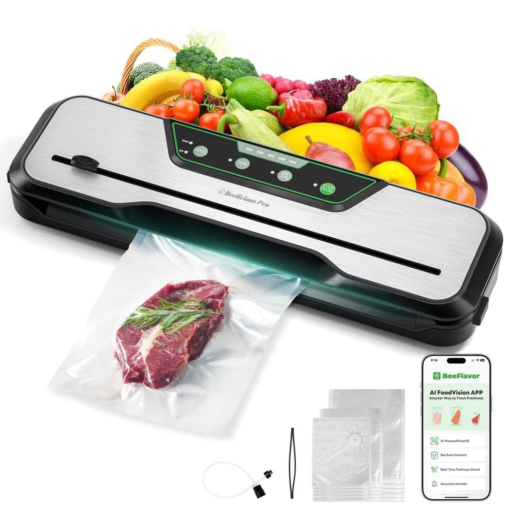 Máquina seladora a vácuo Beelicious Pro 80kPa 8 em 1 com 15 sacos