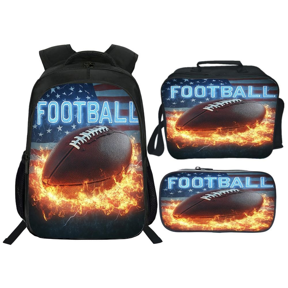 Conjunto de mochilas Trimety Football American Flag para crianças