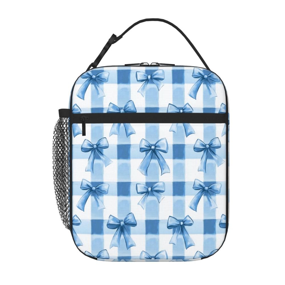 Lancheira SUPLUCHOM Blue Bows Check Insulated Bento Box Cooler