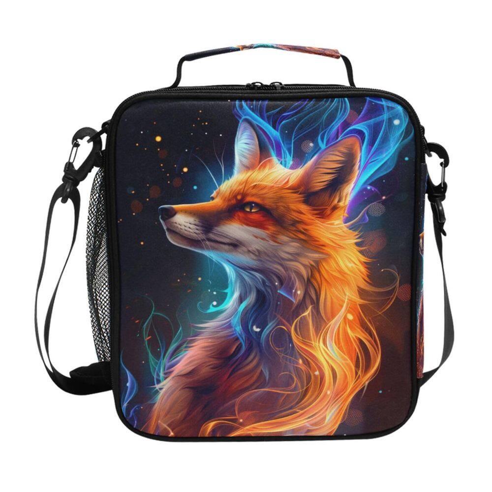 Lancheira WEVIBOFU Fire Fox Laranja Azul Isolada para Crianças